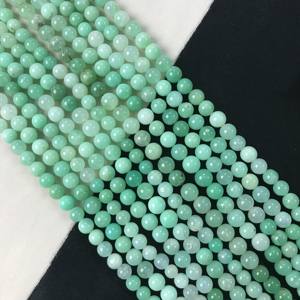 Perles rondes lisses en chrysoprase de qualité AA certifiées IGI 100% naturelles, 6mm-8mm, couleur vert pierre, Fire Vivaaz Gems Jaipur - Product Image 2