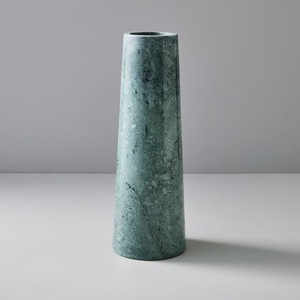 Jarrón de Flores Cilíndrico de Mármol Verde, Portaflores de Piedra Hecho a Mano, Elegante y Moderno Adorno Decorativo para Mesa - Product Image 1