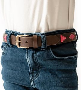Ceinture Polo en Cuir Véritable Rose et Vert de Qualité Supérieure Faite à la Main avec Boucle à Ardillon Couleurs Personnalisables Accessoire de Mode Unisexe |   OEM/ODM - Product Image 4