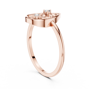 Bague de Fiançailles et de Promesse de Luxe pour Femme, en Or Rose, Diamant Taille Brillant, Motif Floral Goutte d'Eau, Inspirée de la Nature, Certifiée IGI - Product Image 4