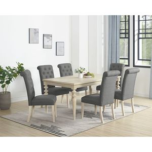 Tavolo da Pranzo con Gambe Tornite e 6 Sedie Imbottite, Set da Pranzo Amonia 7 Pezzi per Sala da Pranzo Moderna - Product Image 1