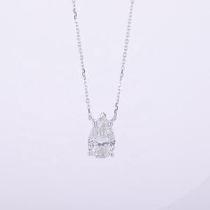 จี้เพชรทรงลูกแพร์เพาะเลี้ยงในห้องปฏิบัติการ ได้รับการรับรองจาก IGI ตัวเรือนทอง 14K โรสโกลด์ ไวท์โกลด์ หรือเงิน สี D-E-F ความใส VVS-VS พร้อมสายสร้อย - Product Image 5