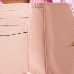 Custom Light Pink Embossed <b>Wallet</b> with Star Logo Design Bifold <b>Card</b> Holder Multiple Slots Compact Folding Purse for <b>Women</b> Casual - Product Image 6