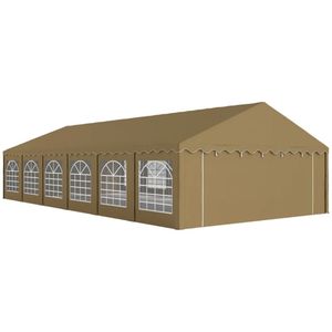 Tenda per Feste da Esterno Resistente 20x40FT con Finestre UPF30+ Doppio Strato in PVC Telaio in Acciaio Zincato Marrone - Product Image 6