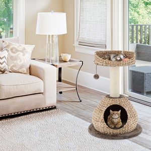 Albero per Gatti Fatto a Mano da 28 Pollici con Piattaforma di Salto, Design Organico Unico, Alberi e Tiragraffi per Gatti - Product Image 3