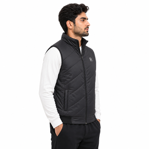 Men's Quilted Puffer Vest Custom Logo Stand Collar Zipper Padded Sleeveless Men's <b>Jackets</b> Wholesale Winter Outdoor Outerwear USA - Product Image 2