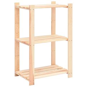 Scaffale portaoggetti a 3 livelli in legno massello di pino da 23,6 x 15 x 35,4 pollici, capacità 330,7 libbre, scaffali multiuso - Product Image 1