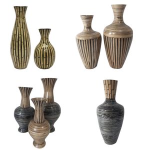 Jarrón floral al por mayor Vietrustic, jarrón de bambú hilado para decoración de mesa, jarrón para plantas con incrustaciones de bambú - Product Image 1