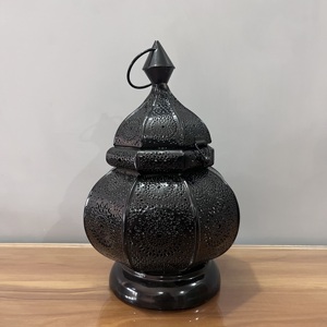 Artisan Design Moroccan Iron Etched <b>Lantern</b> with <b>Black</b> Finish for Home Decoration - Product Image 2