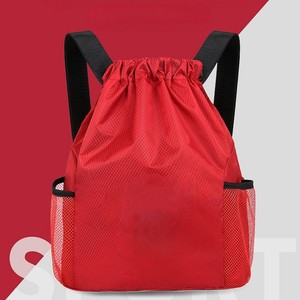 Custom Logo Drawstring Backpack Gray Polyester Sport Bag Portable Mesh Design for Outdoor Use Best Price Wholesale OEM Supplier - Product Image 4