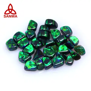 Sanwa 14 Colored Galaxy Opal OP709 Black Opal Green Fire Tumbled Stone 2023 Hot Material For Jewellery Making And Art Design