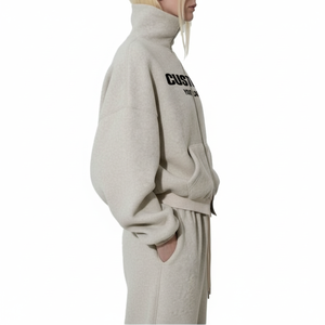 Conjunto de sudadera con capucha y cremallera para mujer, con logotipo personalizado, fabricante de conjuntos de sudaderas extragrandes. - Product Image 3