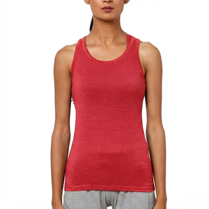 Women's High Quality Custom <b>Knitted</b> O-Neck Silk Screen Printed Long Sleeveless <b>Tank</b> <b>Top</b> Breathable Cotton Polyester Quick Dry - Product Image 3