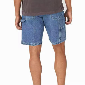Men's Mid Waist Solid Color Denim Bermuda Shorts <b>Button</b> <b>Fly</b> Casual Ripped Breathable Silk Screen Printed Quick Dry Windproof - Product Image 3