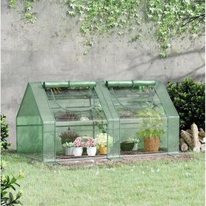 Serra da Giardino Portatile con Due Coperture in PE/PVC, Telaio in Acciaio, 2 Finestre Avvolgibili - 6 X 3 X 3 Hot House - Product Image 1