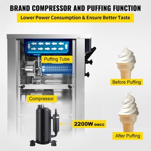 เครื่องทำไอศกรีมแบบนิ่ม2200W สำหรับทำความสะอาดอัตโนมัติเครื่องทำโยเกิร์ต3รสชาติ5.3/7.4แกลลอนต่อชั่วโมงสแตนเลสสำหรับ - Product Image 4
