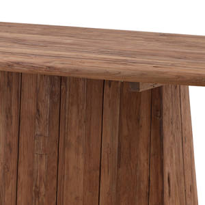 Mesa de Comedor Antigua de Estilo Mediados de Siglo, de Madera de Teca Reciclada, con Bordes Curvos, Base de Pedestal Grande, para Hogar, Cocina o Restaurante - Product Image 4