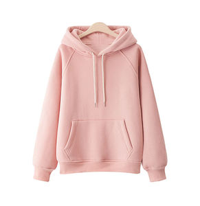 เสื้อฮู้ดสีชมพูสำหรับผู้หญิง สไตล์ลำลอง ผ้าพื้นเรียบ มีกระเป๋าแบบกำหนดเอง สายรูดปรับได้ เสื้อคลุมสำหรับฤดูใบไม้ร่วง ผ้าฝ้าย 100% ป้องกันขนร่วง มีซับใน - Product Image 1