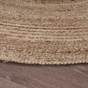 Tapis rond en jute, couleur unie, tissage plat moderne, antidérapant, à poils courts, style scandinave, tapis de salle à manger - Product Image 4