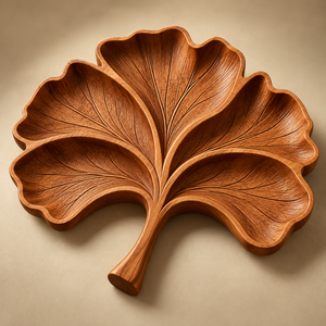 Handcrafted Wooden Leaf Shape Multi <b>Compartment</b> Serving Tray for Snacks Dry Fruits and Appetizers - Product Image 4