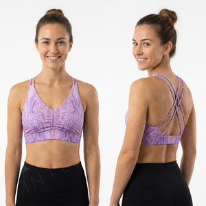 Women Seamless Yoga Sports <b>Bra</b> Shoulder Straps Criss Cross Back Push Up Fitness Running Exercise Crop Top Breathable <b>Stretch</b> <b>Bra</b> - Product Image 3