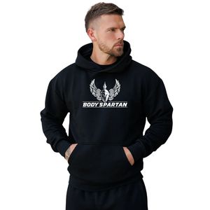 Sudadera con Capucha Negra para Hombre, Corte Holgado, Informal, de Felpa, para Gimnasio, Deporte, Ropa Urbana, Moda - Product Image 1