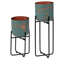 Juego de Tres Macetas Redondas con Soporte, Diseño de Malla de Primera Calidad, Macetas Martilladas Hechas a Mano - Product Image 4