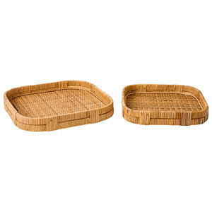 Juego de bandejas cuadradas de ratán, cesta de mimbre tejida a mano, organizador sostenible para el hogar, cocina y comedor, venta al por mayor y al por menor - Product Image 1