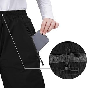 Pantalon de ski unisexe noir imperméable et chauffant, coupe-vent, taille élastique, 100 % nylon, résistant à l'eau 10 000 mm, vêtements de neige d'extérieur - Product Image 5
