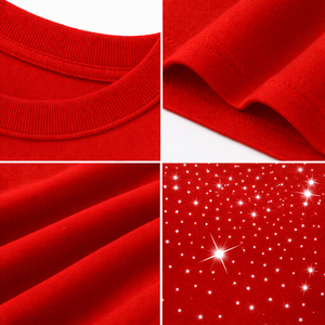 Camiseta roja con pedrería brillante para hombre, estilo oversize, de algodón, con diseño de estrella de cristal, informal, estilo hip hop, top de moda de verano - Product Image 6