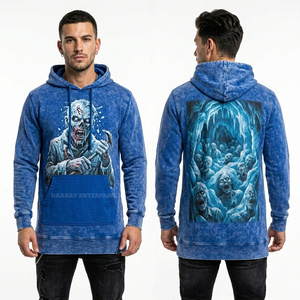 Sudadera con capucha amarilla para hombre con estampado gráfico de espantapájaros y campo de maíz, estilo streetwear, fabricación personalizada, venta al por mayor de ropa. - Product Image 4