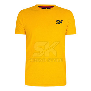 Camiseta Amarilla de Manga Corta para Hombre con Logotipo SK Estampado en la Parte Delantera, Cuello Redondo Informal, Corte Regular, Jersey de Algodón Transpirable - Product Image 5