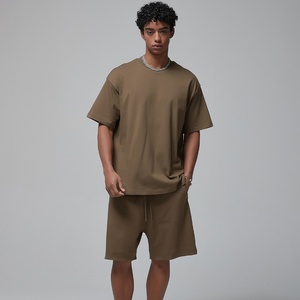 T-shirt en jersey brodé numérique épais uni de luxe pour homme, 100 % coton, coupe oversize, personnalisable, vente en gros - Product Image 4