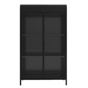 47.6\" Tall <b>Metal</b> Storage Cabinet Flip Top 4 Tier Open <b>Shelves</b> Freestanding Steel Display Stand for Living Room Cabinets Glass - Product Image 6