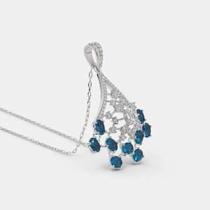 White Gold Square Halo Lab Grown Diamond Pendant Necklace - Product Image 6