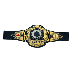 Ceinture de champion noire avec plaque dorée et motif du drapeau du Canada, ceintures de titre de collection haut de gamme - Product Image 6
