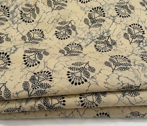 Beige Hand Block Printed Lightweight Cotton <b>Fabric</b> Black Floral Buta Jaipur Sanganeri Dress Material Home Decor Girls Wholesale - Product Image 3