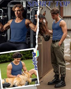 Débardeur en coton premium pour hommes, débardeur de sport sans manches, t-shirt d'entraînement personnalisé avec logo, vêtements de sport pour hommes - Product Image 5
