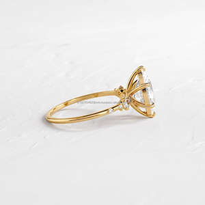 IGI/GIA Lab Grown Cut Diamond <b>Vintage</b> 14k Yellow Wedding/Engagement <b>Ring</b> Unisex Fine White <b>Gold</b> for Anniversary Party-Worthy - Product Image 3
