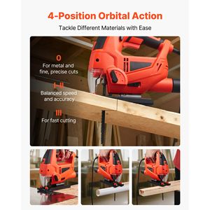 Seghetto elettrico da 6,5 Amp, 3000 SPM, con 6 lame, luce LED, taglio obliquo da 0-45 gradi, velocità variabile - Product Image 2