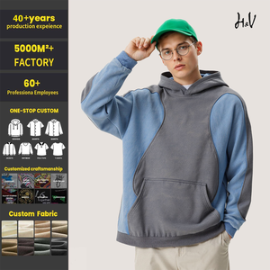Sudadera con Capucha Oversize para Hombre, Diseño Color Block, Manga Raglán, Felpa de Algodón, Estilo Casual para Otoño, con Bolsillos - Product Image 2