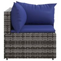 Graues Poly Rattan Patio Ecksofa mit Kissen Gartens ofas