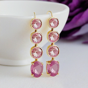 Mode de luxe Boucles d'oreilles en argent sterling 925 avec pierres précieuses colorées Bijoux Boucles d'oreilles violettes simples - Product Image 2