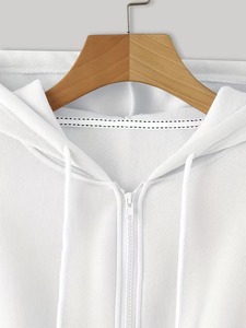 Haut court à cordon de serrage pour femme, sweat à capuche court zippé, chemisier à manches longues col rond, sweat à capuche court tricoté respirant OEM pour l'automne - Product Image 3