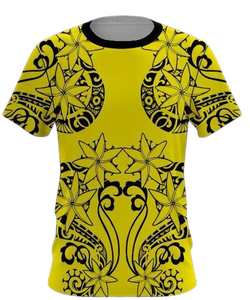 Camisa Casual Polinesia para Hombre con Cuello Mao, Tela Satén, Manga Corta, Color Granate, Impresión Personalizada a Bajo Precio - Product Image 5