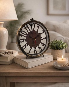 Reloj de Escritorio Circular de Metal Más Vendido, Movimiento de Cuarzo, Funciona con Batería, Diseño Tradicional, Función de Alarma Silenciosa - Product Image 3