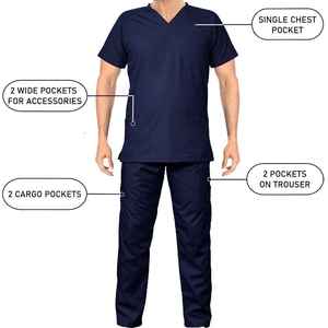 Professional Men's Medical Scrub <b>Set</b> V-neck Short Sleeve Tops and Pants Hospital Nurse Uniform Surgical <b>Doctors</b> Workwear Suit - Product Image 5