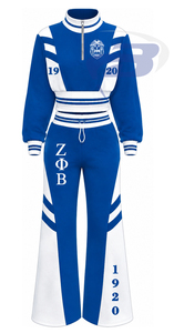 Zeta Phi Beta Sorority Women's Blue <b>White</b> Tracksuit Full Sleeve Half-Zip Drawstring Jogger Set Sporty Casual Wear Jogging <b>Suit</b> - Product Image 1