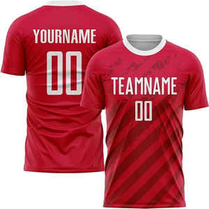 เสื้อฟุตบอลสั่งทำพิเศษ 100% โพลีเอสเตอร์ แบบซับลิเมชั่น พร้อมโลโก้พิมพ์ สำหรับผู้ใหญ่ รับผลิตแบบ OEM - Product Image 5