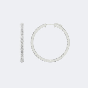 Boucles d'oreilles créoles de luxe en or 18 carats plaqué or, serties de diamants de laboratoire taille brillant rond, 4,55 carats au total - Product Image 5